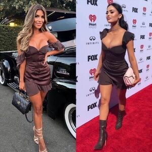 HOUSE OF CB DIONNE
ESPRESSO RUFFLE CORSET MINI DRESS